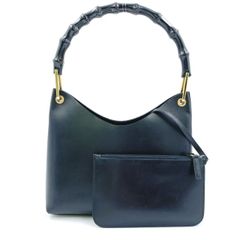 GUCCI バンブー ハンドル レザー ブラック ハンドバッグ ゴールド 001・2058