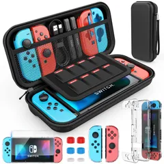 HEYSTOP Switch ケース ニンテンドースイッチ ケース HeysTop 4in1 Switchドック 対応 カバー+スイッチ ガラスフィルム+親指キャップ スイッチ ケース 衝撃吸収 防水 大容量 持ち運び便利 祝日の贈り物です