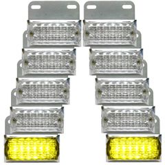 LED 24V 用 12 クリアレンズ 角型 汎用 10個 マーカー セット サイド イエロー/ブルー/ホワイト (イエロー トラック用 特注色)