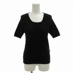 マドモアゼルノンノン mademoiselle NON NON 美品 ニット カットソー 編み込み 半袖 38 40 M-L 黒 ブラック /FT 1107
