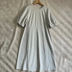 大きいサイズ GU 3XL ランタンスリーブワンピース 5部袖　ベージュグレー　ロングワンピース