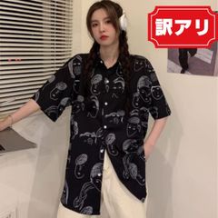 【訳あり】 シャツ 半袖 レギュラーカラー 羽織り プリント 総柄 ユニーク レディース 韓国ファッション モノトーン 重ね着 落書き 春夏 かわいい ギャグ メンズ 春 黒 女子 カジュアル ゆったり オーバーサイズ 羽織 可愛い おもしろ [AZ009]
