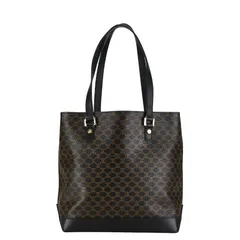 セリーヌCELINEトートバッグ黒マカダム柄キャンバス✖️レザー 式典にも 本物 CELINE セリーヌ マカダム柄 クロコレザー キャンバス