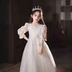 【新品 未使用】ホワイト子供ドレス  女の子ドレスリボン結び KIDS　dressピアノ発表会ドレス 女の子ドレス 結婚式 演奏会 フォーマル キッズドレス 入学式 撮影用 子ども服 パーティードレス 110 120 130 140 150 160