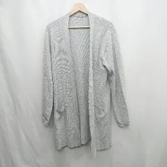 ◇ ⊇ nano universe ナノ ユニバース コットン混合 長袖 ニットカーディガン サイズL グレー レディース E  【1412090047275】