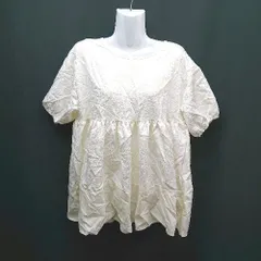 ◇ La-gemme ラジェム バックリボン 切り替えデザイン ペプラム 綺麗め 半袖 ブラウス 表記なし アイボリー レディース E  【1310050028206】