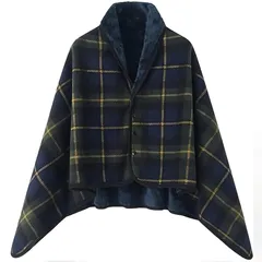 Blue Giraffe ひざ掛け 膝掛け ひざかけ ブランケット 大判 100×140CM 寒さ対策 4way ブランケット 洗濯可ひざ掛け ブランケット ボタン付き 改良 防寒対策 あったか チェック柄 おしゃれ 吸湿保温 抗菌加工 静電気防止 洗濯可 0