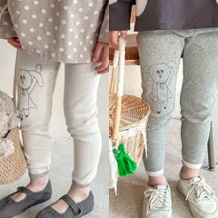 キッズレギンスうさぎ【80-120】リブ　女の子　スパッツ　タイツ　フルレングス ボトムス