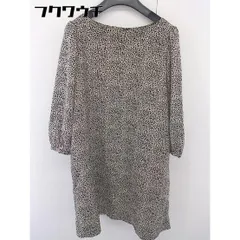 ◇ URBAN RESEARCH Sonny Label 総柄 七分袖 ミニ ワンピース サイズFREE ベージュ系 ブラック レディース  【中古】 【1108110006376】