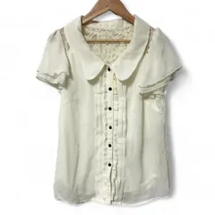 INGNI　ブラウス(半袖)　背面上部/レース編み模様　フリル袖　オフホワイト