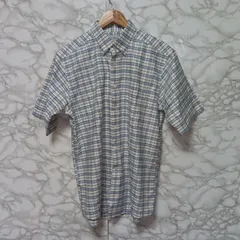 未使用品<!-利用不可文字-!>エルエルビーン   L.L.Bean  メンズ　半袖シャツ　【16】 チェック柄　カジュアル　綿100%  コットン100%   青　ブルー　水色　ライトブルー