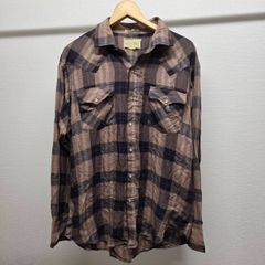 Rugged Country チェック柄シャツ ブラウン ヴィンテージ メンズ 古着 M-C-372