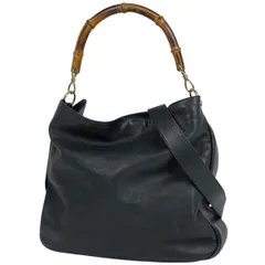 グッチ GUCCI バンブー ショルダーバッグ 2WAY オールドグッチ ショルダーバッグ レザー ネイビー 0011577 レディース 【中古】