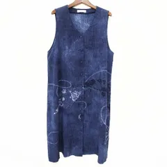 #snc ヒトシタムラ HITOSHI TAMURA 詩仙堂 ワンピース  青系 紫 緑 ちりめん ロングベスト ジレ 花 レディース [884771]