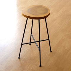 ハイスツール 木製 アイアン おしゃれ シンプル カウンターチェア カウンター椅子 天然木 無垢 鉄脚 丸太＆アイアンのハイスツール