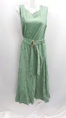 ◇ ⊂ natural couture ナチュラルクチュール ウエストベルト ノースリーブ ロング ワンピース サイズF グリーン レディース E  【1502030037135】