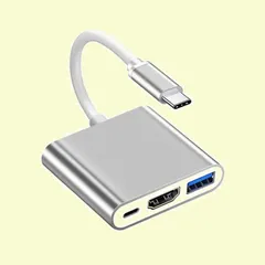 【在庫処分】変換 アダプタ 60W HDMI マルチポートデバイス USB 3.0ポート+HDMIポート+Type USB c テレビ出力 4K解像度サポート C 1080P 急速PD充電 UHDコンバータ Type シルバー iPad Pro/MacBook