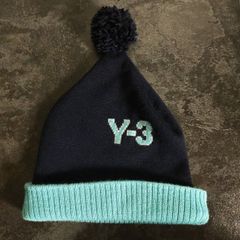 【Y-3】ワイスリー Yohji yamamoto×adidas 希少デザイン ワンポイントロゴ ボンボン付 ニット帽 ビーニー Archive