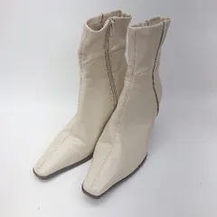 ■ ⊇ RANDA ランダ 変形ヒール ファスナー ショート ブーツ サイズM ベージュ レディース E  【1412260022866】