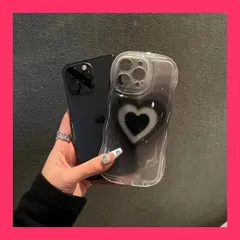 【スタッフおすすめ！】iPhone14用ケース ハート 黒 韓国 なみなみ かわいいスマホケース クリア おしゃれ ソフトケース ウェーブ型 ストラップホール付き 人気 TPU カバーケース 耐衝撃 全面保護