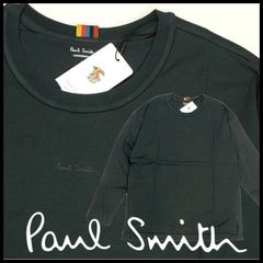 新品 ポールスミス 長袖カットソー L チャコール アーティストストライプタブ ロゴ刺繍 うす手 ロンTシャツ Paul Smith メンズ
