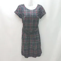◇ ◎ SFIZIO スフィッツィオ チェック柄 サイドジップ 半袖 膝丈 ワンピース サイズUSA4 ネイビー系 レディース E  【1402200012699】