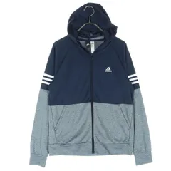 adidas アディダス ワンポイントロゴ ツートンカラー 長袖 ジップパーカー M グレー メンズ 古着