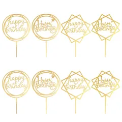 【迅速発送】LIKENNY ケーキトッパー 誕生日ケーキ飾り ケーキ挿入カード ケーキデコレーション Happy Birthday 金色のケーキ飾り誕生日パーティー ケーキ装飾用品 ハッピーバースデー 12点セット（4種類）
