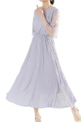 [アウニイ] 結婚式 ドレス お呼ばれ フォーマル ワンピース レディース ミモレ丈 ロング シフォンドレス 327014 (グレージュ S) [グレージュ / ミモレ丈 / 327014] [S]