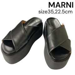 美品 マルニ MARNI クロスベルト プラットフォームサンダル 厚底