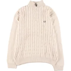 古着 CHAPS ケーブル編み コットンニットハーフジップセーター メンズL/eaa363144