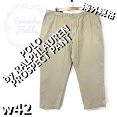 ポロバイラルフローレンノータックチノパンツ極太POLORALPHLAURENw42ワイド大きいサイズパッチロゴP351ベージュUSAアメリカ古着
