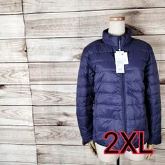 未使用 タグ付き ULTRA LIGHT DOWN ウルトラライトダウン プレミアム軽量ダウンジャケット アウター スタンドカラー レディース ファスナー付き 収納袋付き 2XL 2XLサイズ 3L XXL 紫 パープル 青紫(410 bbb500)