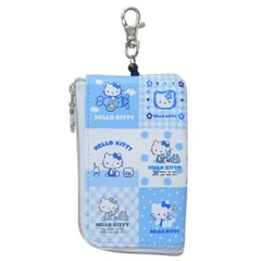 【メール便】ハローキティ 定期入れ キー＆パスポーチ みずいろ 総柄 サンリオ マリモクラフト 通勤 通学 キャラクター グッズ 