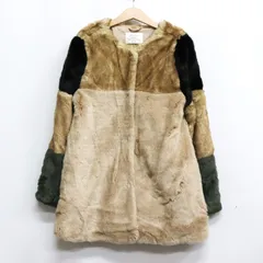 ザラ ファーコート ノーカラーコート アウター キッズ 女の子用 152cmサイズ ブラウン ZARA 【中古】