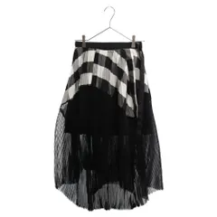 Sacai (サカイ) Check Pleats Skirt チェック柄 シースルー プリーツ巻きスカート レディース ブラック 18-03989のサムネイル