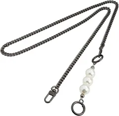 アリス Hi-Craft ショルダーストラップ ショルダーベルト バッグチェーン 持ち手 バッグ用 金具付き チェーンストラップ 交換用 ワンタッチ 細 斜め掛け 肩掛け 120cm 3カラー 落下防止(ブラック)