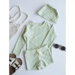 ☆ B ☆ 120cm ☆ ベビー キッズ 水着 セパレート 帽子付き 水着 セパレート 帽子 ベビー キッズ 長袖ラッシュガード スイムパンツ 長袖 ラッシュガード パンツ 子ども用水着 子供用水着 スイムウェア 帽子付き セット ぼうし