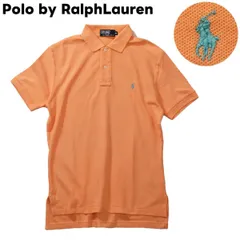 古着 POLO ラルフローレン ポニーロゴ刺繍 半袖 ポロシャツ M オレンジ