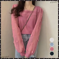 ニットブラウス 袖切り替えニットトップスレディース 大人可愛い 長袖ニットドッキング おしゃれ ショート丈 ニットトップス カジュアル 着やせニットソー韓国春秋シンプルニットソー 袖チュールニット春 着回し異素材ニット