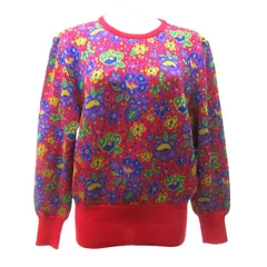 イヴサンローラン　ヴィンテージ　ピンクスウェット　ロゴ刺繍　福助　長袖　M イヴサンローラン ヴィンテージ ピンクスウェット ロゴ刺繍 福助