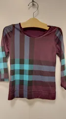 M2　バーバリーロンドン　子供服　100A　手洗い可能　リバーシブルカットソー　トレンドカラー＆バーバリーチェック