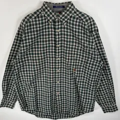 古着 90's/90年代 トミーヒルフィガー TOMMY HILFIGER 長袖シャツ ボタンダウンシャツ ワンポイント ロゴ 刺繍 胸ポケ M  グリーン系 チェック メンズ