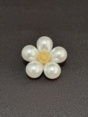パール花　ブローチ