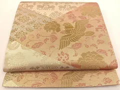 平和屋着物◎六通柄袋帯　切嵌花鳥文　金糸　正絹　逸品　BAAT5592yt