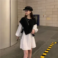 ☆ ホワイト ☆ XLサイズ ☆ シャツワンピース 重ね着風 シャツワンピース ミニ レディース 長袖 ワンピース ワンピ ミニワンピース ミニワンピ スリットワンピース スリットワンピ シャツワンピ レイヤード風 重ね着風 大人 デザイン かわいい 可愛い