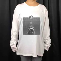 オリジナル ロンT リトルマーメイド アリエル ジョーズ Jaws 危険 モノクロ ロンT 長袖 Tシャツ S M L XL タイト ジャスト 大きい ビッグ オーバーサイズ メンズ レディース ユニセックス ピンククリーム