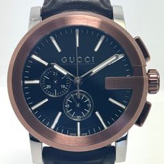 【美品】グッチ　GUCCI　Gクロノ　YA101202　101.2　クォーツ　黒　クロノグラフ　革ベルト