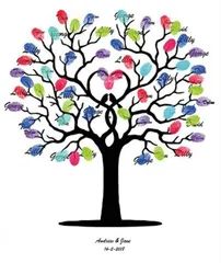 XPデザイン ウェディングツリー 結婚式 指紋ツリー 拇印 署名 アート ゲストブック ウェルカムボード(ツリー（A4）)