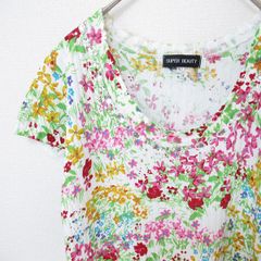 スーパービューティー Super Beauty 花柄 Tシャツ カットソー ビジュー レディース [s961077ss]